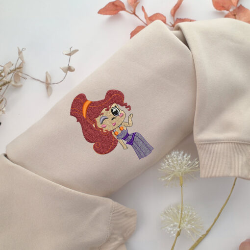 Chibi Megara Embroidery, Disneyland Embroidered Sweatshirt, Movie Disney Inspired, Best Gifts Idea For Him Her