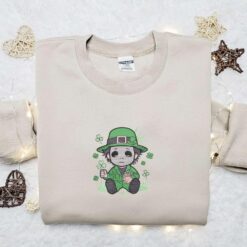 Chibi Michael Myers Shamrock Embroidered Shirt Saint Patricks Day Embroidered Hoodie Best Holiday Gift Ideas