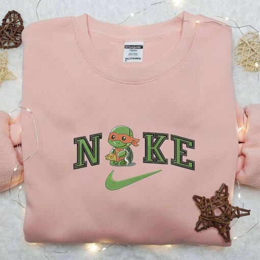 Chibi Ninja Turtles x Nike Embroidered Hoodie Teenage Mutant Ninja Turtles Embroidered Shirt Nike Inspired Embroidered Shirt