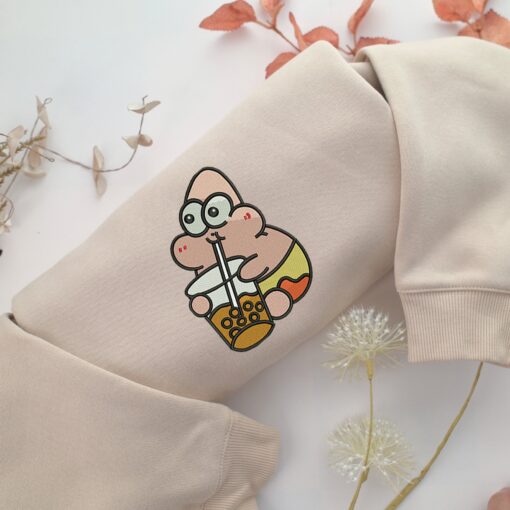 Chibi Patrick Star Embroidery, Disneyland Embroidered Sweatshirt, Movie Disney Inspired, Best Gifts Idea For Him Her