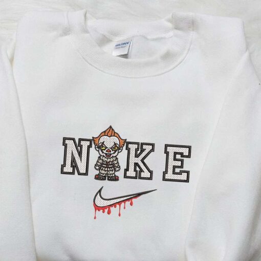 Chibi Pennywise x Nike Embroidered Hoodie Nike Inspired Embroidered Shirt Best Halloween Gift Ideas