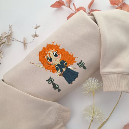 Chibi Princess Merida Embroidery, Disneyland Embroidered Sweatshirt, Movie Disney Inspired, Best Gifts Idea For Him Her