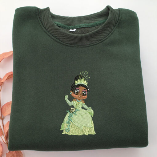 Chibi Princess Tiana Embroidery, Disneyland Embroidered Sweatshirt, Movie Disney Inspired, Best Gifts Idea For Him Her - Image 3