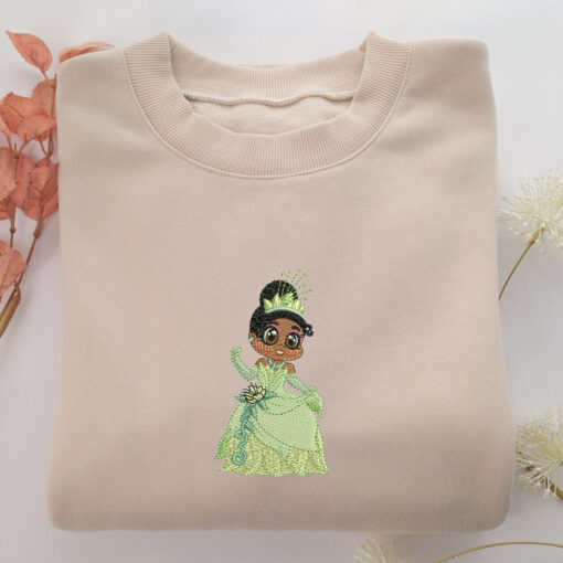 Chibi Princess Tiana Embroidery, Disneyland Embroidered Sweatshirt, Movie Disney Inspired, Best Gifts Idea For Him Her