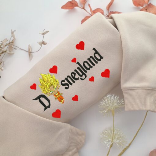 Chibi Saiyan Goku Disneyland Embroidery, Disneyland Embroidered Sweatshirt, Movie Disney Inspired, Best Gifts Idea For Him Her