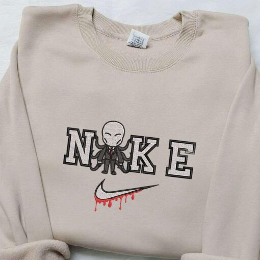 Chibi Slenderman x Nike Embroidered Hoodie Nike Inspired Embroidered Shirt Best Halloween Gift Ideas