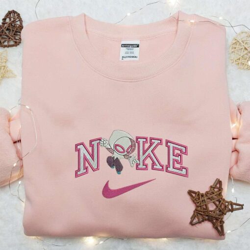 Chibi Spider Gwen x Nike Embroidered Shirt Marvel Movies Embroidered Hoodie Nike Inspired Embroidered Sweatshirt