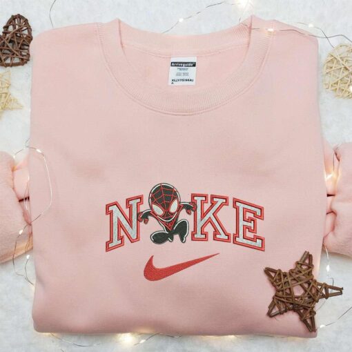 Chibi Spider Man Dark Suit x Nike Embroidered Shirt Marvel Movies Embroidered Hoodie Nike Inspired Embroidered Sweatshirt