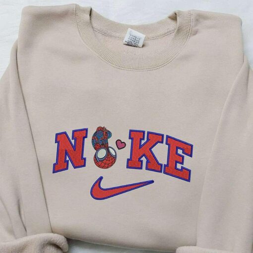 Chibi Spider Man Heart x Nike Embroidered Sweatshirt Nike Inspired Embroidered Shirt Best Gifts for Family