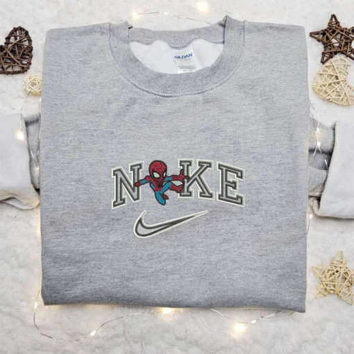 Chibi Spiderman x Nike Embroidered Shirt Marvel Superhero Movie Embroidered Hoodie Best Gift Idea
