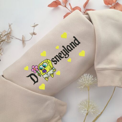 Chibi SpongeBob Disneyland Embroidery, Disneyland Embroidered Sweatshirt, Movie Disney Inspired, Best Gifts Idea For Him Her
