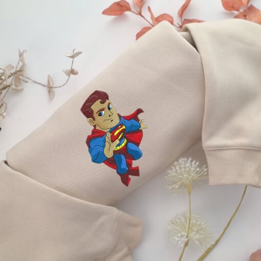 Chibi Superman Embroidery, Disneyland Embroidered Sweatshirt, Movie Disney Inspired, Best Gifts Idea For Him Her