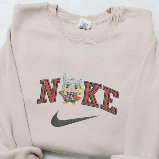 Chibi Thor x Nike Movie Embroidered Hoodie Marvel Universe Embroidered Hoodie Best Gift Ideas for Family