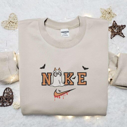 Chilli Heeler Ghost x Nike Embroidered Hoodie Nike Inspired Embroidered Shirt Best Halloween Gift Ideas
