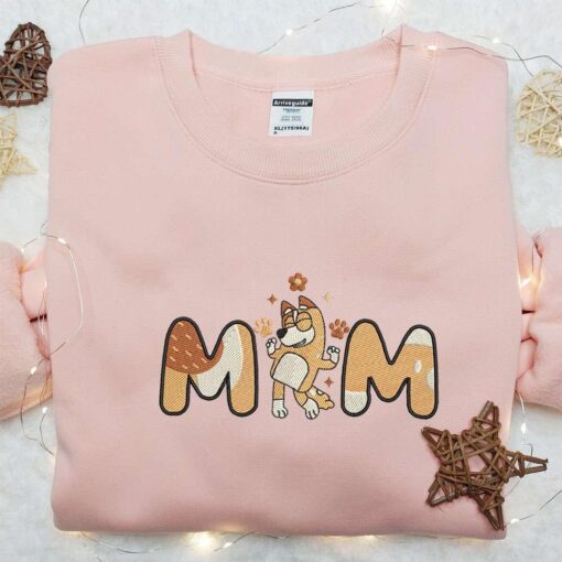 Chilli Heeler Mom Embroidered Shirt Bluey Cartoon Embroidered Hoodie Best Mothers Day Gift Idea