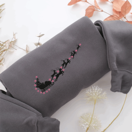 Christmas Santa with Deer In Nike Nike Embroidered Sweatshirt, Nike Movie Inspired, Best Gifts Idea For Him Her - Image 4