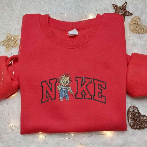 Chucky Fuck x Nike Embroidered Shirt Childs Play Embroidered Shirt Custom Nike Embroidered Shirt