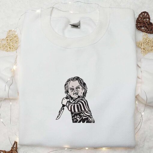 Chucky Horror Embroidered Shirt Horror Movie Characters Embroidered Shirt Spooky Embroidered Shirts