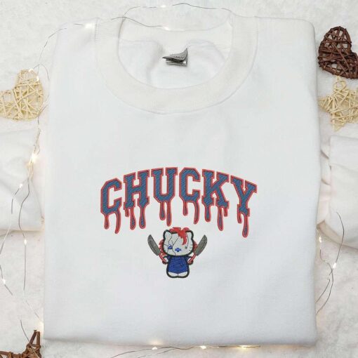 Chucky Kitty Embroidered Sweatshirt Halloween Embroidered Hoodie Best Gifts for Family