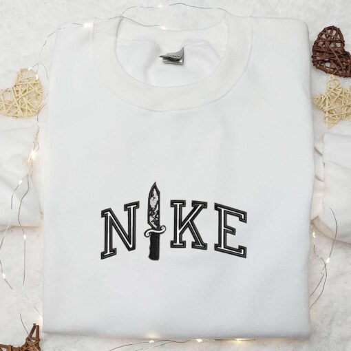 Chucky Knife x Nike Embroidered Shirt Horror Movie Embroidered Hoodie Halloween Embroidered Sweatshirt