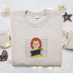 Chucky Lucky In Love Embroidered Shirt Saint Patricks Day Embroidered Hoodie Horror Movie Embroidered T Shirt