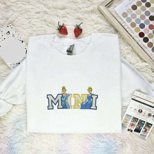 Cinderella Mini Disney Princess Embroidered Shirts Mothers Day Embroidered Hoodie