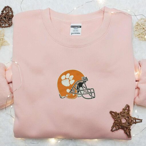Clemson Tigers Helmet Embroidered Shirt NCAA Sports Embroidered Hoodie Best Gift Idea