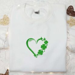 Clover Heart Embroidered Shirt Saint Patricks Day Embroidered Hoodie Best Holiday Gift Ideas