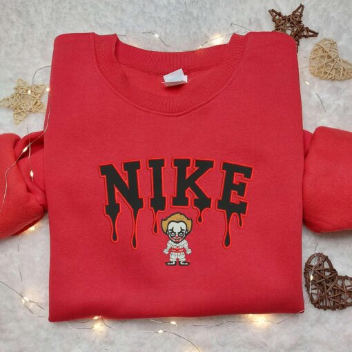 Clown Pennywise x Nike Embroidered Shirt It Embroidered Shirt Custom Nike Embroidered Shirt