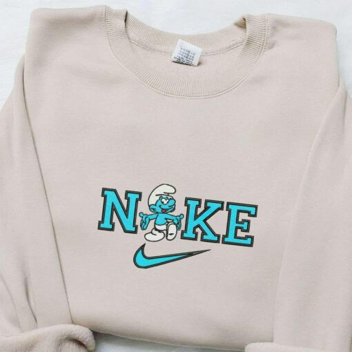 Clumsy Smurf x Nike Embroidered Shirt Disney The Smurfs Embroidered Hoodie Nike Inspired Embroidered Sweatshirt
