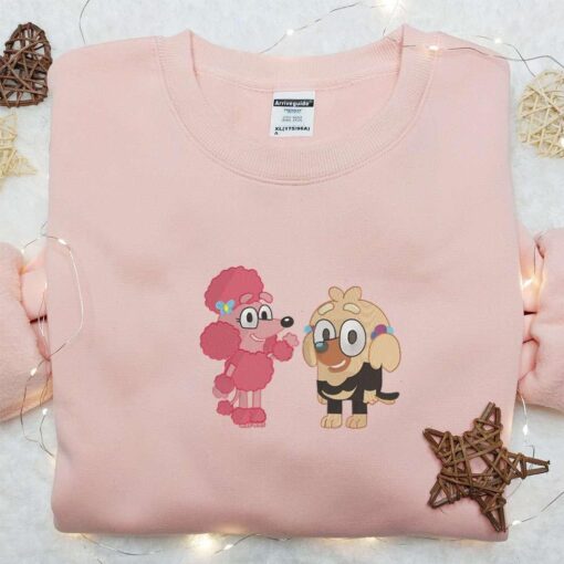 Coco And Missy Embroidered Shirt Bluey Cartoon Embroidered Hoodie Best Gift Idea