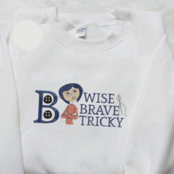Coraline Wise Brave Tricky Halloween Embroidered Shirt