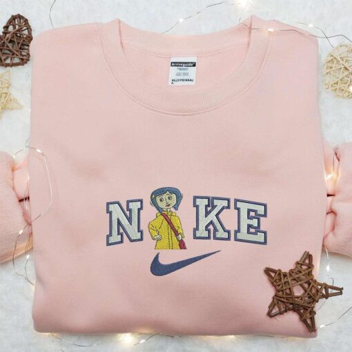 Coraline x Nike Embroidered Sweatshirt Cartoon Embroidered Hoodie Nike Inspired Embroidered Shirt