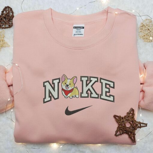 Corgi Chibi x Nike Embroidered Shirt Animal Embroidered Shirt Custom Nike Embroidered Shirt 5
