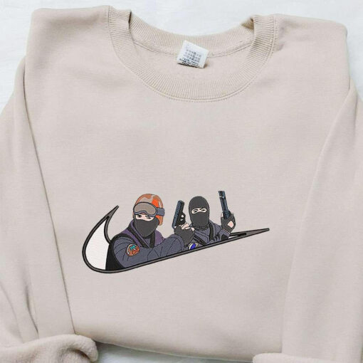 Counter Strike X Swoosh Game Embroidered Hoodie Nike Inspired Embroidered Shirt Best Gift Ideas For Family