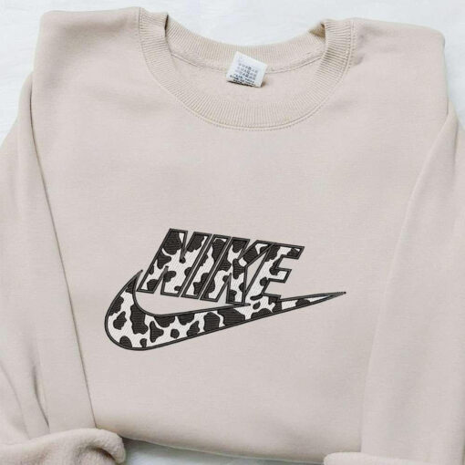 Cow Parrtern x Nike Embroidered Hoodie Nike Inspired Embroidered Shirt Best Gifts for Family