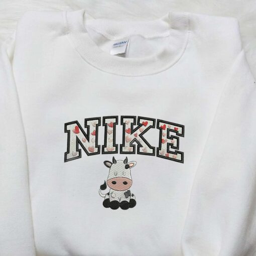 Cow Sit Love x Nike Embroidered Shirt Valentine Embroidered Shirt Custom Nike Embroidered Shirt