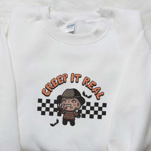 Creep It Real Freddy Krueger Embroidered Sweatshirt Halloween Horror Movie Embroidered Shirt Best Gift Ideas