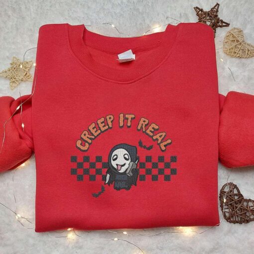 Creep It Real Ghostface Embroidered Shirt Scream Halloween Embroidered Shirt Best Halloween Gift Ideas