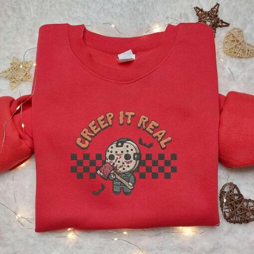 Creep It Real Jason Voorhees Embroidered Sweatshirt Friday The 13th Halloween Embroidered Hoodie Best Halloween Gift Ideas