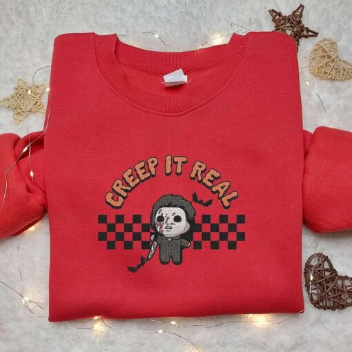 Creep It Real Michael Myers Embroidered Hoodie Horror Movie Embroidered T shirt Best Gift Ideas