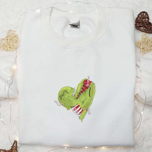 Creepy Zombie Heart Embroiderd Shirt Horror Zombie Embroidered Shirt Zombie Heart Halloween Embroidered Shirt