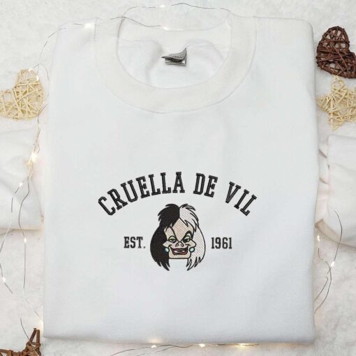Cruella de Vil Est 9 Halloween Embroidered Shirt Halloween Embroidered Shirt Disney Halloween Embroidered Shirt