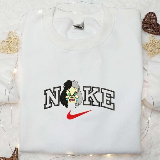 Cruella x Nike Cartoon Embroidered Shirt Cruella de Vil Embroidered Shirt Nike Inspired Embroidered Shirt