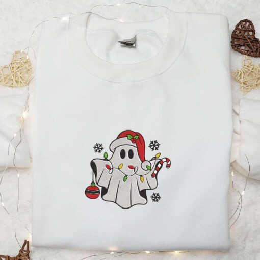 Cute Ghost Christmas Embroidered Shirt Christmas Embroidered Shirt Best Christmas Gifts for Family