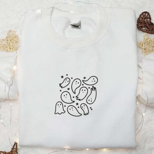 Cute Ghosts Embroidered Sweatshirt Halloween Embroidered Hoodie Best Halloween Gift Ideas