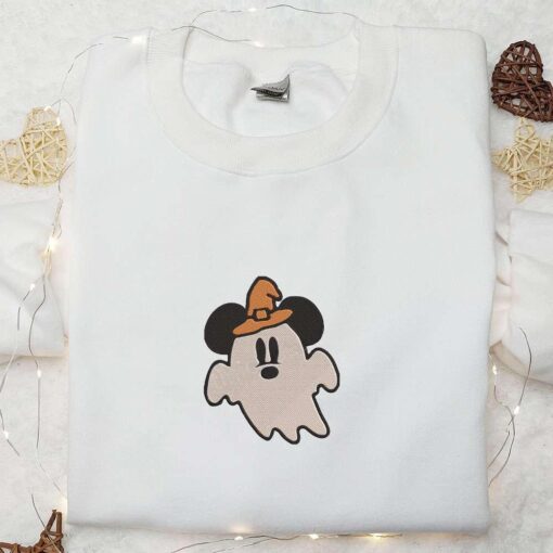 Cute Mickey Ghost Witch Hat Embroidered Shirt Happy Halloween Embroidered Shirt Best Halloween Gifts for Family