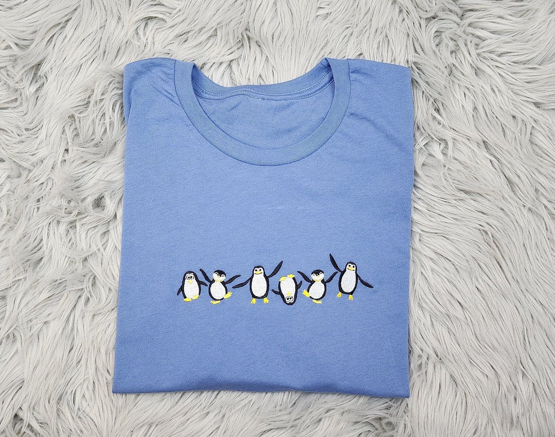 Cute Penguins Embroidered Crewneck - Penguin Embroidery - Embroidered Funny Penguins Crew - T-Shirt - Sweatshirt - Hoodie