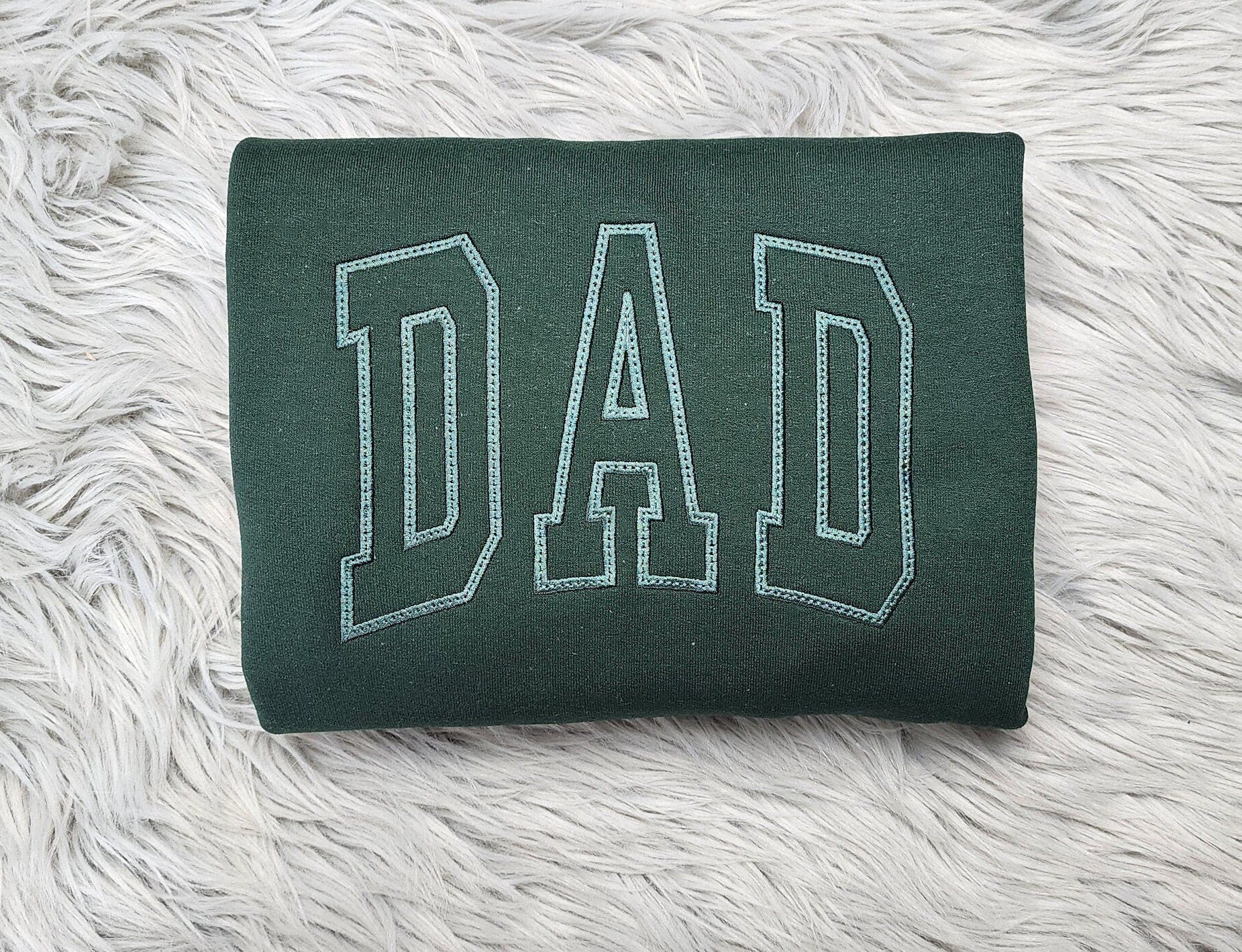 Dad Varsity Lettering Embroidered Crewneck - Gift For Dad -  Best Dad Ever Unisex Crewneck or Hoodie - Add Custom Sleeve Embroidery