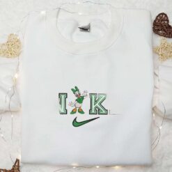 Daisy Duck In Green x Nike Embroidered Shirt Disney Characters Embroidered Hoodie Best Saint Patricks Day Gift Idea